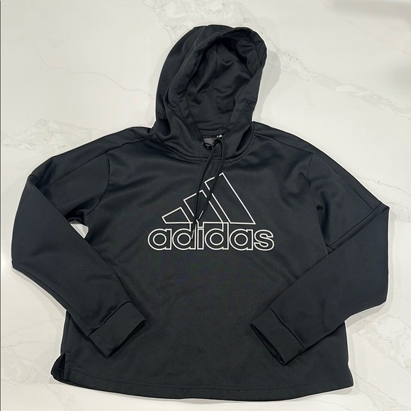 Adidas Women’s Black Crop Hoodie Size Large - Picture 1 of 6
